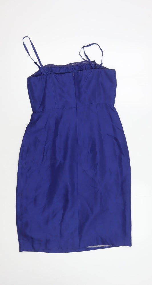 L.K. Bennett Women's Blue Silk A-Line Dress Size 10