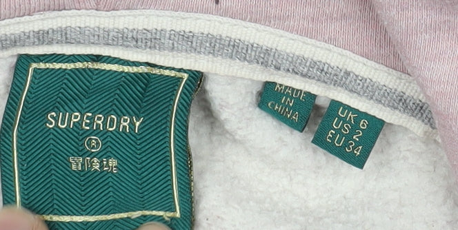 Superdry Women Pink Hoodie UK 6 Pullover Style