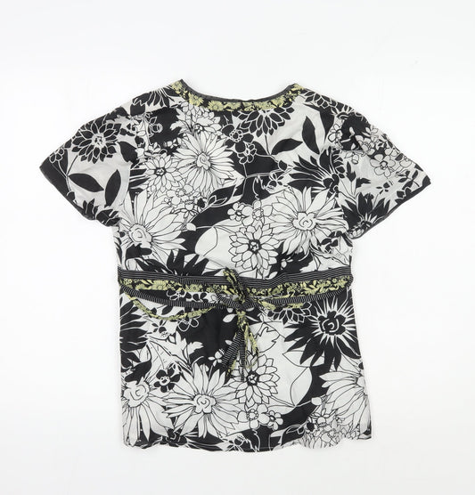 Jasper Conran Womens Black Floral Wrap Blouse Size 10