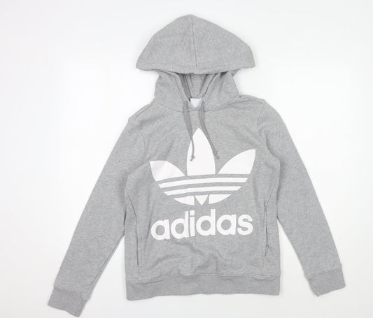 Additional front view of Adidas Women's Grey Pullover Hoodie, size 6