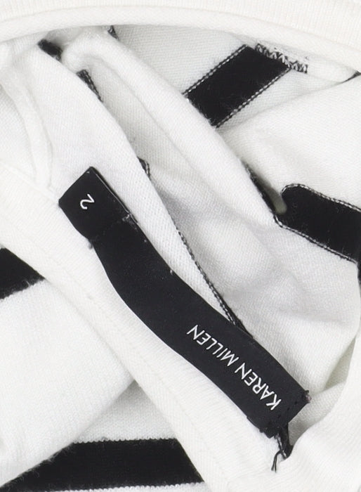 Karen Millen Women's White Striped Cardigan Size 2