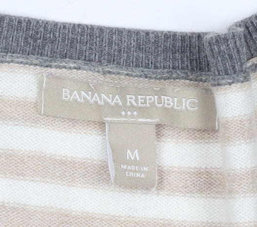 Banana Republic Women's Beige Striped Pullover Jumper M