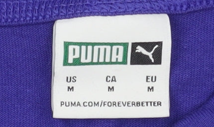 Puma Men's Purple Crew Neck Logo T-Shirt Medium