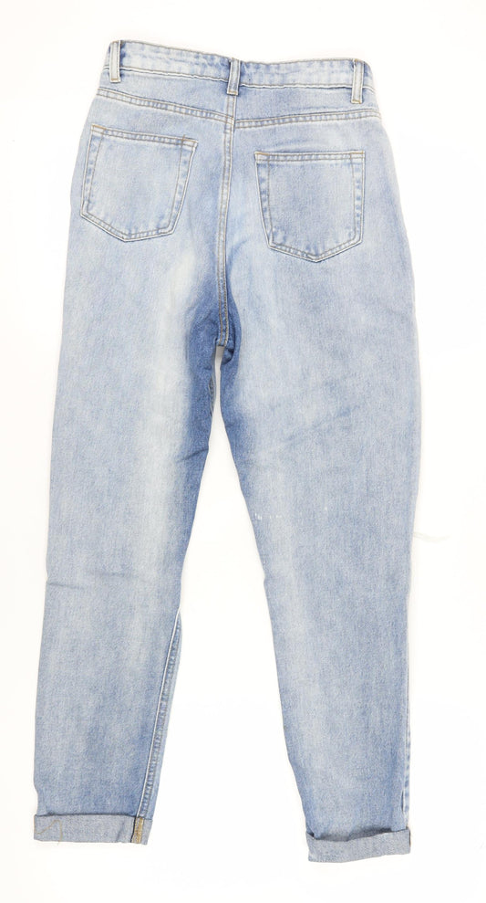 Boohoo Women's Light Blue Distressed Mom Jeans Size 6