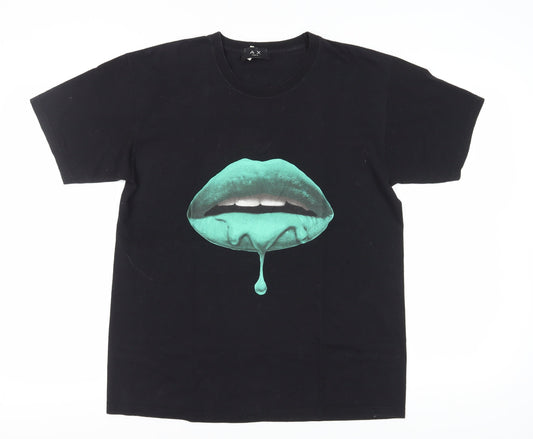 Unisex Adults UK Size S AX Paris Black Basic T-Shirt