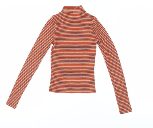 Womens UK Size XS Hollister Orange Jersey T-Shirt