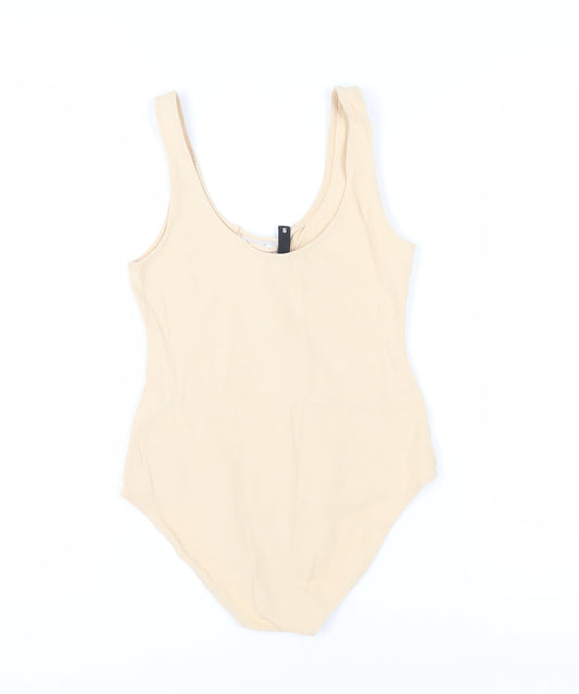 H&M Women’s Beige Bodysuit, Size S, Stretchy Jersey