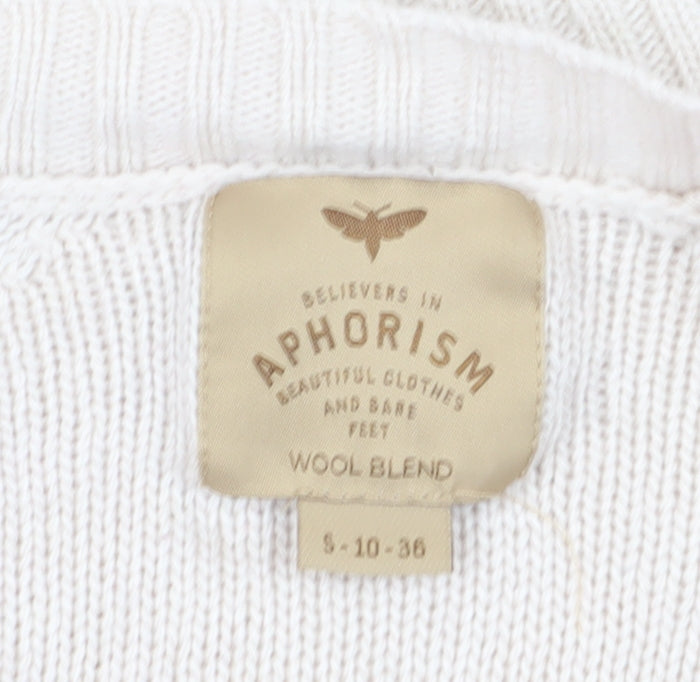 Aphorism Women's White Pullover Jumper Size S