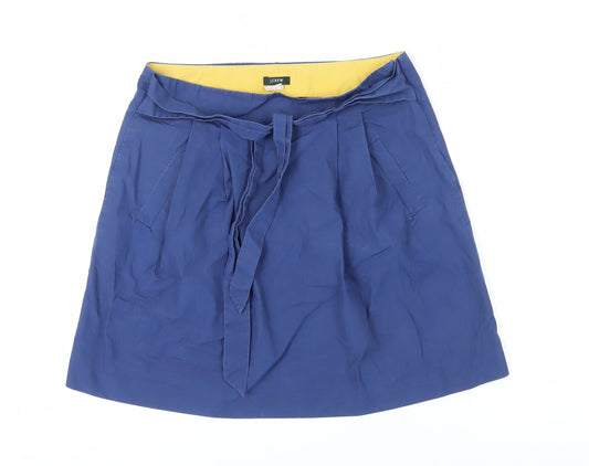 Additional front view of J.Crew Women's Blue Cotton Skirt, size 8, with Pockets