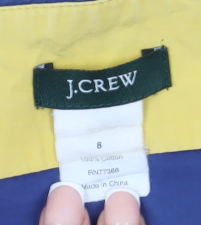 Close-up detail of J.Crew Women's Blue Cotton Skirt, size 8, with Pockets