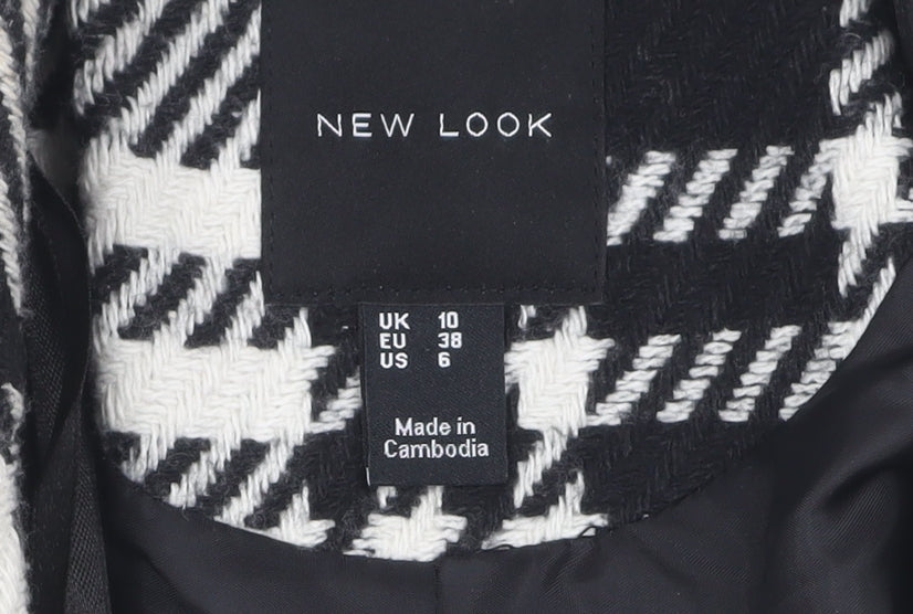 New Look Women's Black Check Blazer Size 10 Lined