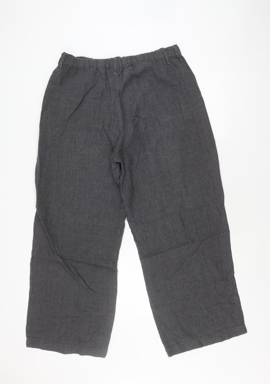 Poetry Men's Grey Check Linen Trousers Size 16