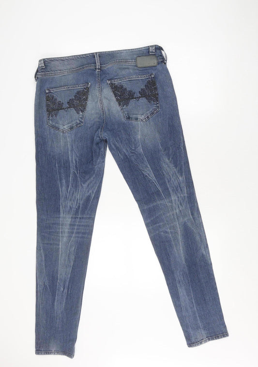 Diesel Women's Blue Tapered Jeans, Size 32, Medium Wash