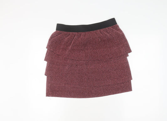 Additional front view of Jacqueline de Yong Red Ruffle Skirt, L, Polyester, Women's