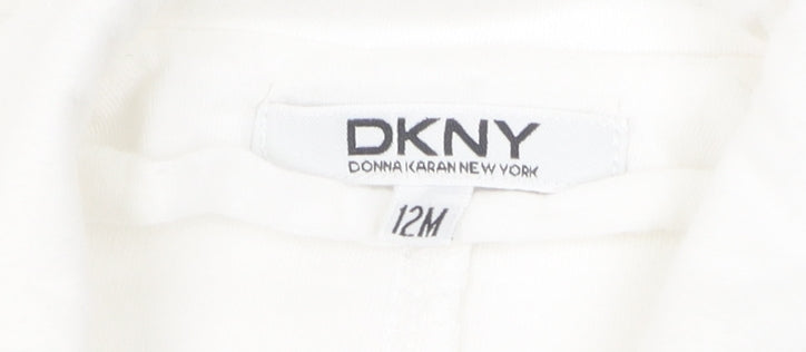 DKNY White Unisex Baby Full Zip Jumper, 9-12 Months