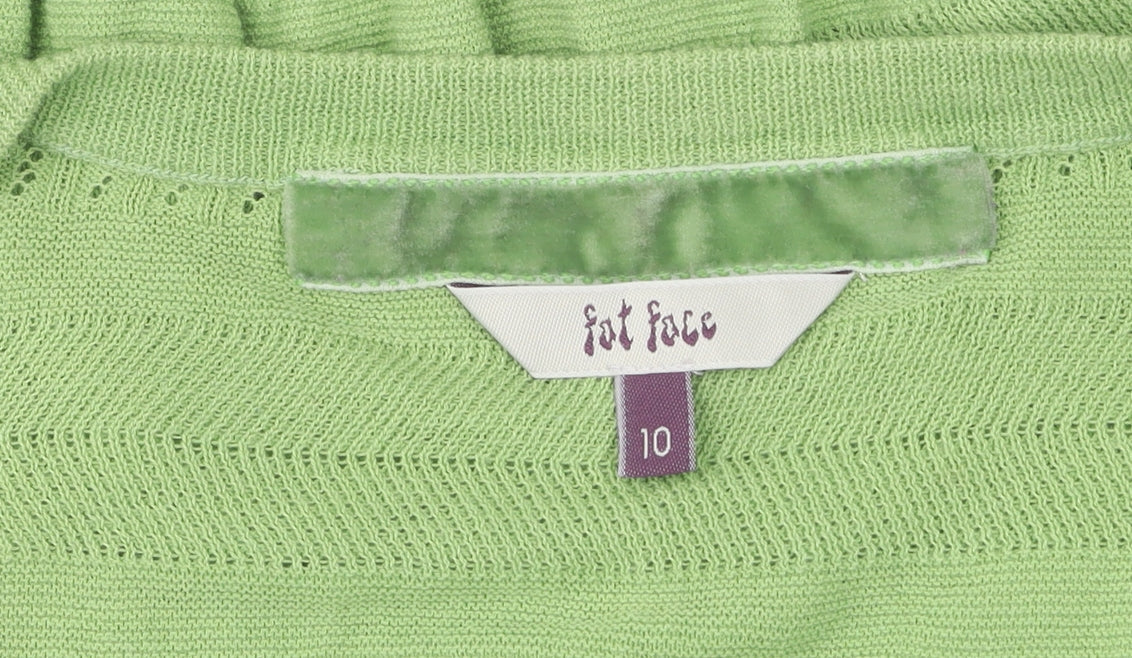 Womens UK Size 10 Fat Face Green Cropped Blouse