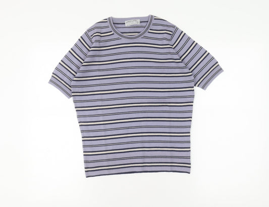 Additional front view of Jaeger Women's Multicoloured Wool Striped T-Shirt, size 12