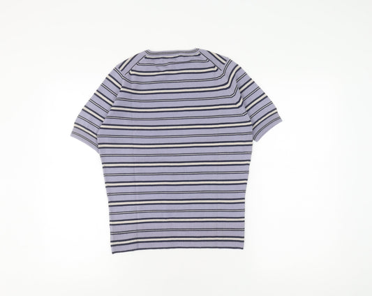 Jaeger Women's Multicoloured Wool Striped T-Shirt, Size 12
