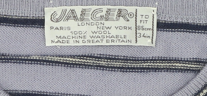 Jaeger Women's Multicoloured Wool Striped T-Shirt, Size 12