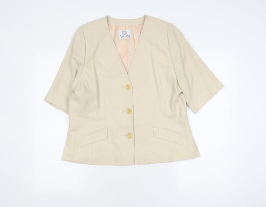 Womens UK Size 14 Viyella Regular Beige Suit Jacket