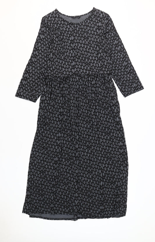Additional front view of Roman Women Black Geometric Long Sleeve Dress -, size 12