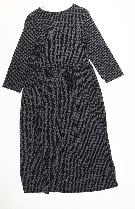 Roman Women Black Geometric Long Sleeve Dress - Size 12