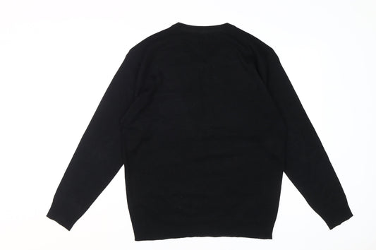 Pierre Cardin Men's Black V-Neck Jumper Size L Acrylic Knit