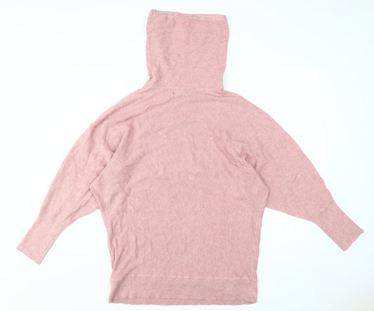 Cynthia Rowley Women's Pink Cowl Neck Jumper Size L