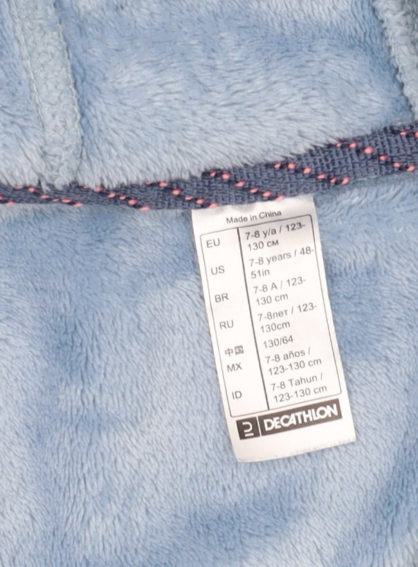 Decathlon Girls Blue Hooded Fleece Jacket 7-8 Years