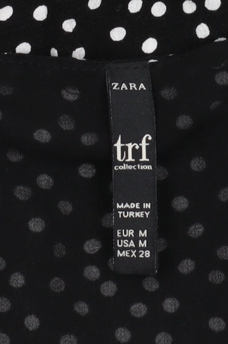 Zara Women's Black Polka Dot Playsuit Size 12