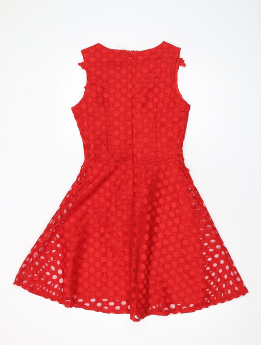 Quiz Women's Red Fit & Flare Dress, Size 8, Party Style