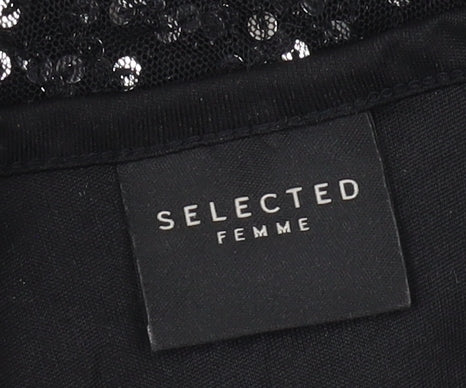 Selected Femme Black Sequin Women’s Shift Dress Size 6