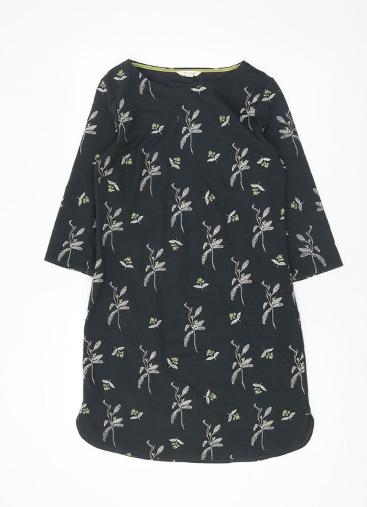 Additional front view of White Stuff Black Floral Shift Dress UK 8