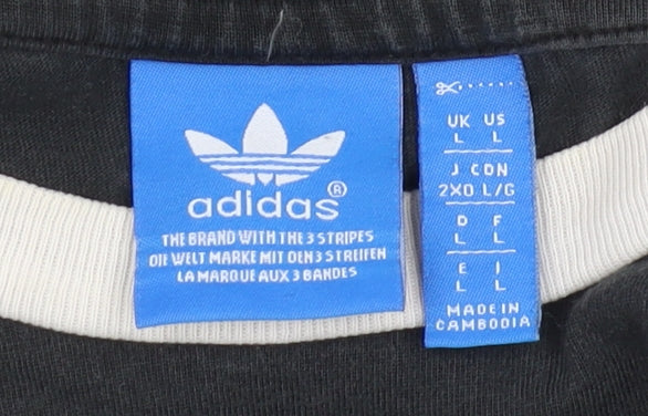 Adidas Men's Black Crew Neck Logo T-Shirt Size L