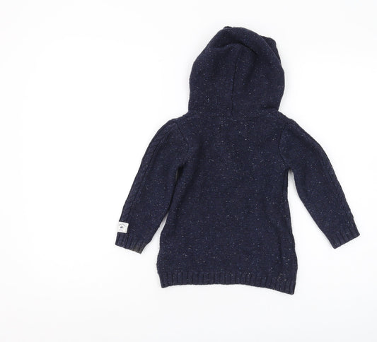 Mantaray Unisex Baby Blue Knit Hooded Pullover, 18-24 Months