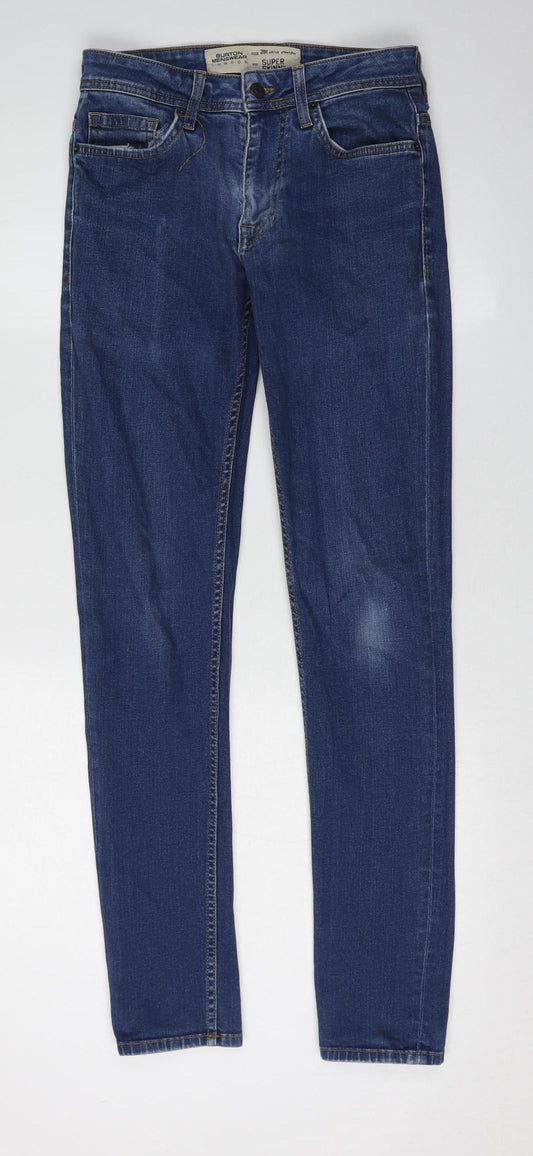 Additional front view of Burton London unisex blue skinny jeans, size 28