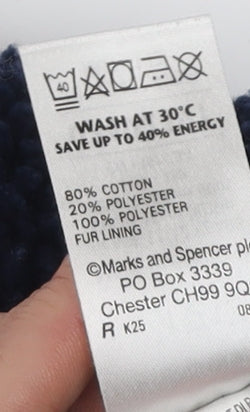Marks and Spencer Boys Blue Hoodie 11-12 Years Full Zip