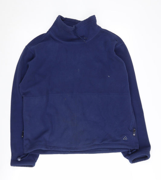 Additional front view of Adidas Women's Blue Fleece Pullover Sweatshirt, size 16