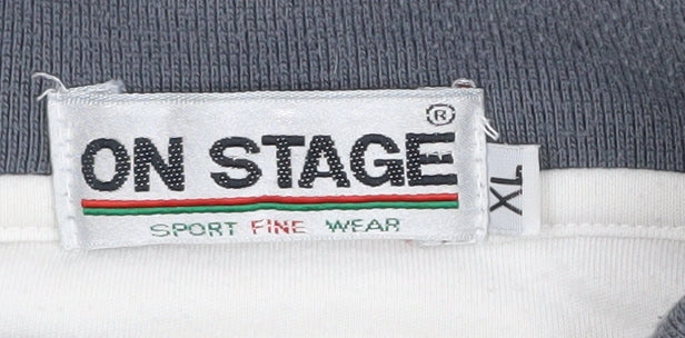 On Stage Men's XL White Nautical Polo Shirt