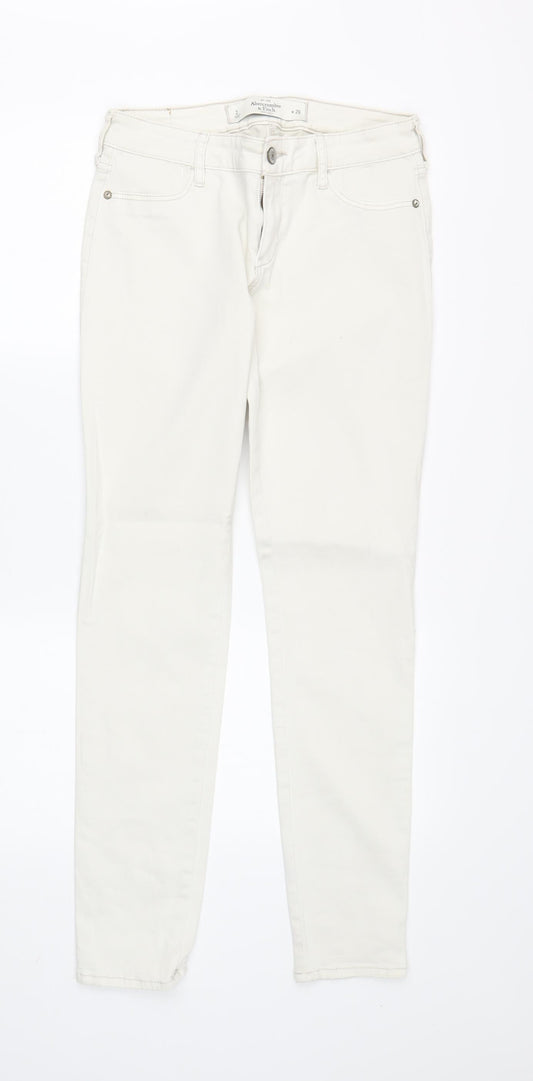 Womens UK Size 2 Abercrombie & Fitch Regular Fit Skinny Ivory Jeans