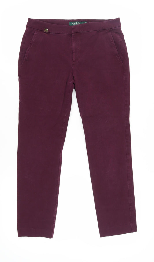 Additional front view of Lauren Ralph Lauren Women's Purple Chino Trousers