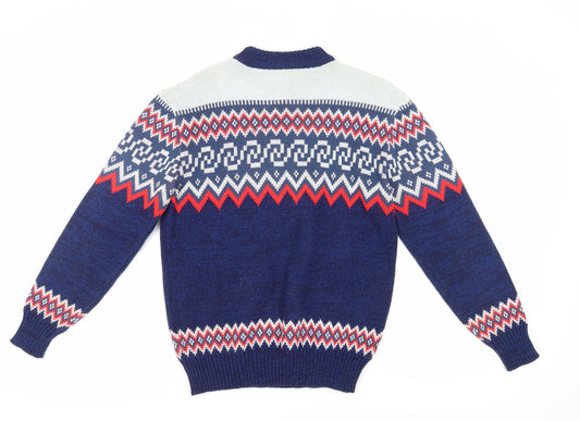 Tootal Mens Blue Geometric Knit Pullover Jumper L