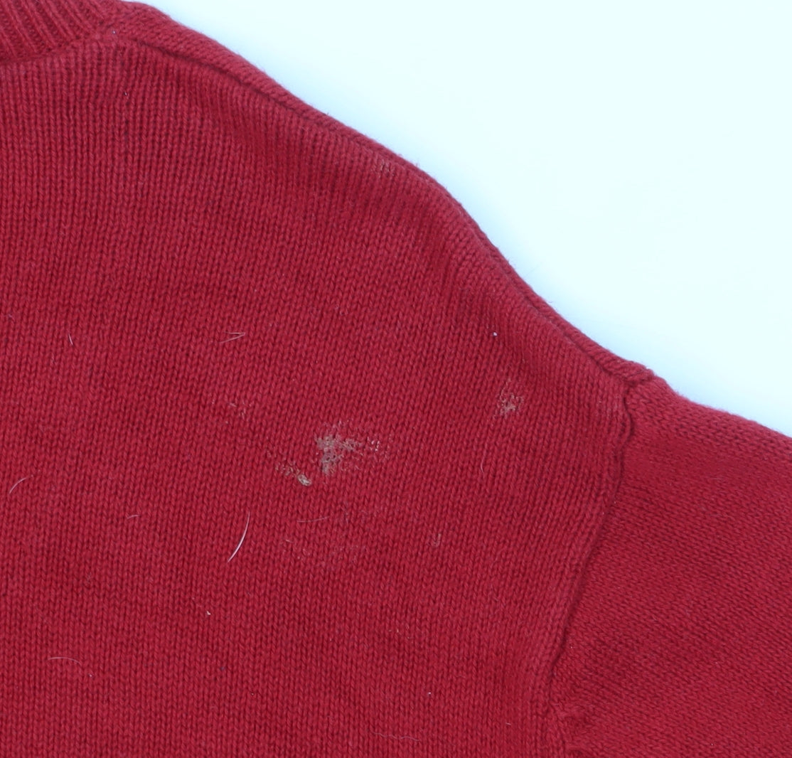 Marks and Spencer Men's Red Cotton Pullover Jumper S