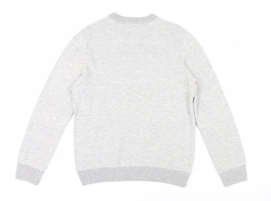 H&M Men's Grey Pullover Jumper, M, Crew Neck, Cotton Blend