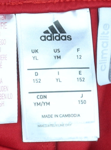 Adidas Boys Red Athletic Shorts 11-12 Years