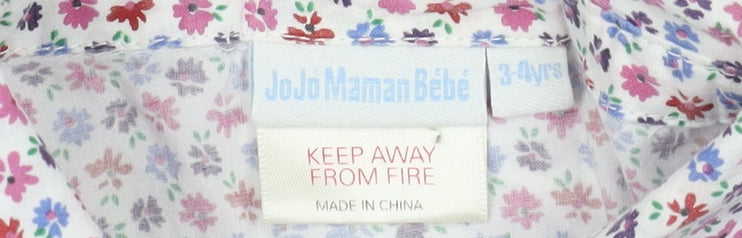 JoJo Maman Bébé Girls' Multicoloured Floral Button-Up 3-4Y Top