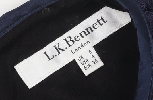 L.K. Bennett Women's Blue Sheath Dress, Size 8, Elegant