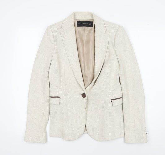 Womens UK Size 8 Zara Regular Beige Blazer
