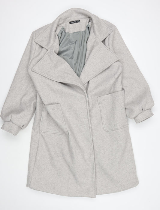 Womens UK Size UK 14 Boohoo Grey Overcoat