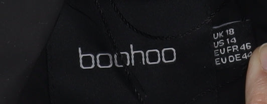 Boohoo Women's Black Puffer Jacket UK 18 Mid-Length